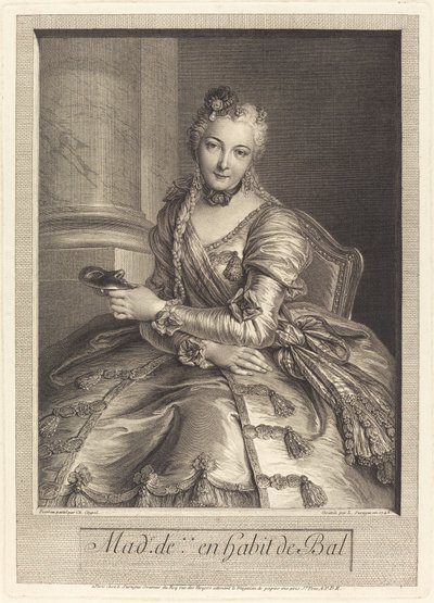 Pani de M ... w sukni balowej autorstwa Pierre Louis de Surugue after Charles Antoine Coypel
