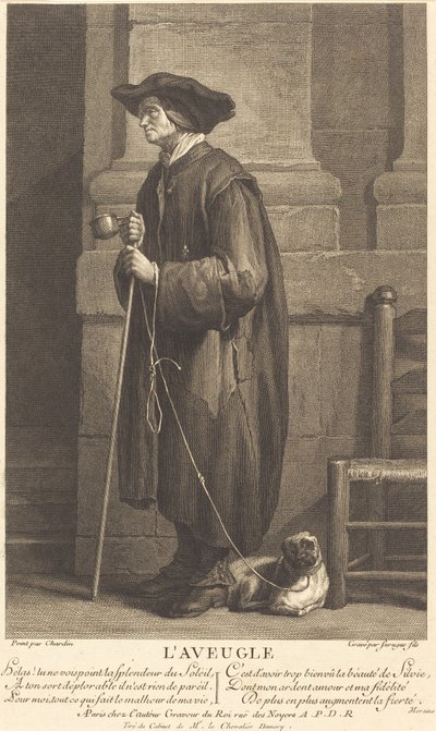 Ślepy żebrak autorstwa Pierre Louis de Surugue after Jean Siméon Chardin