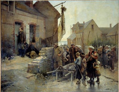 Powrót z Tempete Marynarz puka do drzwi grzesznicy, która zginęła w tempete, aby przekazać jej wiadomość. Obraz Pierre