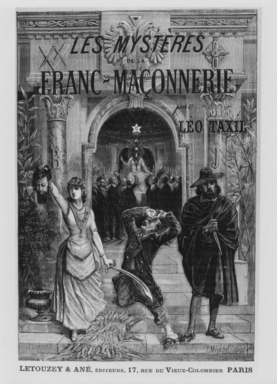 Ilustracja na przedniej okładce "Les Mysteres de la Franc-Maconnerie" Leo Taxila autorstwa Pierre Mejanel