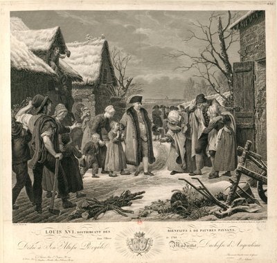 Ludwik XVI rozdawanie jałmużny biednym chłopom zimą 1788 r. 1817. autorstwa Pierre Michel Adam