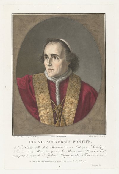 Portret van Pausa Piusa VII Pius VII. suwerenny papież (tytuł na przedmiocie) autorstwa Pierre Michel Alix