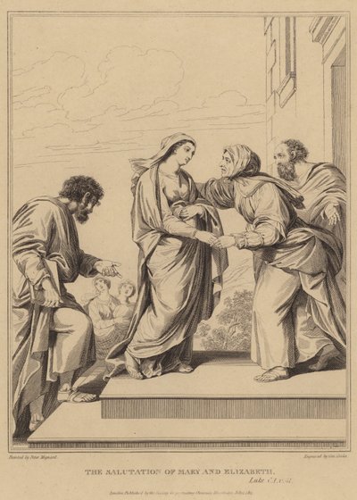 Pozdrowienie Maryi i Elżbiety, Łukasz autorstwa Pierre Mignard
