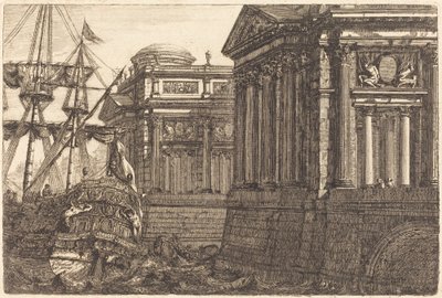 Wyimaginowana scena portowa autorstwa Pierre Moreau