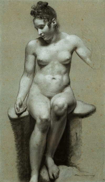 Siedząca naga kobieca, autorstwa Pierre Paul Prudhon