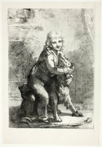 Dziecko z psem autorstwa Pierre Paul Prud