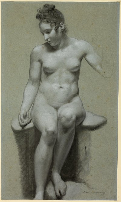 Akt kobiecy w pozycji siedzącej autorstwa Pierre Paul Prud