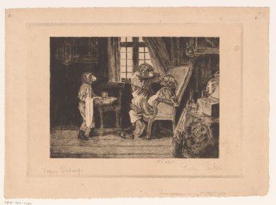 Satyryczne przedstawienie małp jako dentysty, asystenta i pacjenta autorstwa Pierre Peeters (signed by artist)
