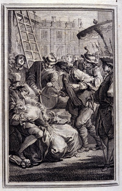 Belphegor - w „”Opowieściach i opowiadaniach wierszem”” Jean La Fontaine. 1776. Ilustracja P.P. Choffarda. autorstwa Pierre Philippe Choffard