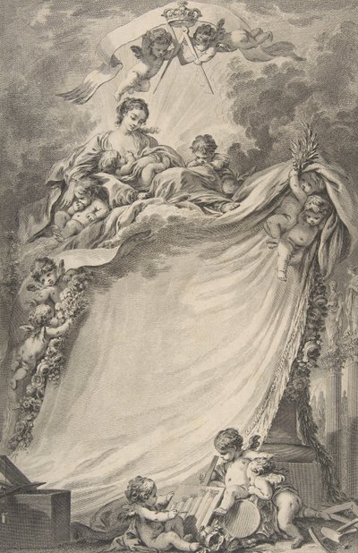 Dyplom masonów z Bordeaux, według François Bouchera, 1766. autorstwa Pierre Philippe Choffard
