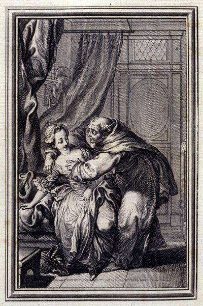 Jak duch przychodzi do dziewczyn. w „” Tales et nouvelles en verse”” Jean La Fontaine. 1776. Ilustracja P.P. Szafarda. autorstwa Pierre Philippe Choffard