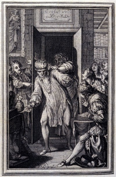 Król Candaule i magister prawa – w „”Tales et nouvelles en vers”” Jeana La Fontaine’a. 1776. Ilustracja P.P. Szafarda. autorstwa Pierre Philippe Choffard