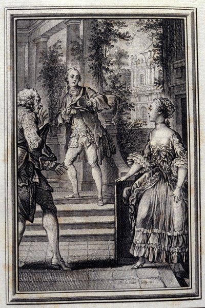Pewny bez wiedzy lub Podstęp - w „”Opowieściach i wiadomościach wierszem”” Jeana La Fontaine. 1776. Ilustracja P.P. Choffarda. autorstwa Pierre Philippe Choffard