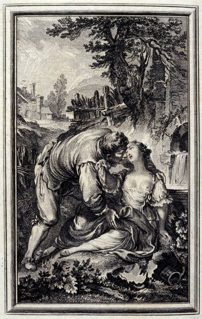 La Cruche - w „”Opowieściach i opowiadaniach wierszem”” Jean La Fontaine. 1776. Ilustracja P.P. Choffarda. autorstwa Pierre Philippe Choffard