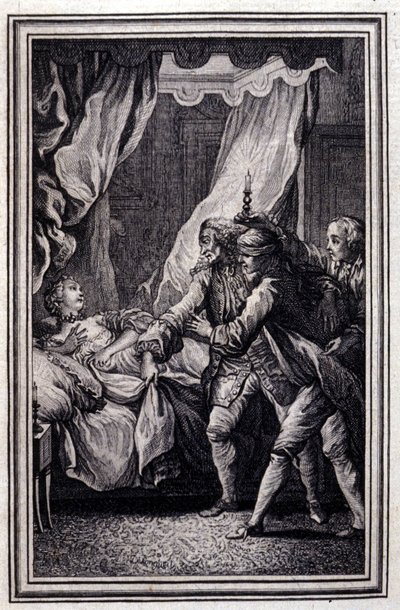 La Mandragore - w „”Opowieściach i opowiadaniach wierszem”” Jean La Fontaine. 1776. Ilustracja P.P. Choffarda. autorstwa Pierre Philippe Choffard
