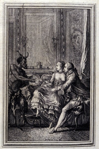 Rzecz niemożliwa - w „”Opowieściach i opowiadaniach wierszem”” Jean La Fontaine. 1776. Ilustracja P.P. Choffarda. autorstwa Pierre Philippe Choffard
