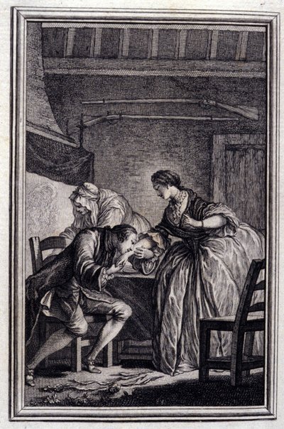 Sokół - w „Opowieściach i opowiadaniach wierszem”” Jean La Fontaine. 1776. Ilustracja P.P. Choffarda. autorstwa Pierre Philippe Choffard