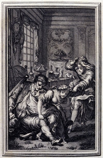 Nietoperz - w „” Opowieściach i wiadomościach wierszem”” Jean La Fontaine. 1776. Ilustracja P.P. Choffarda. autorstwa Pierre Philippe Choffard