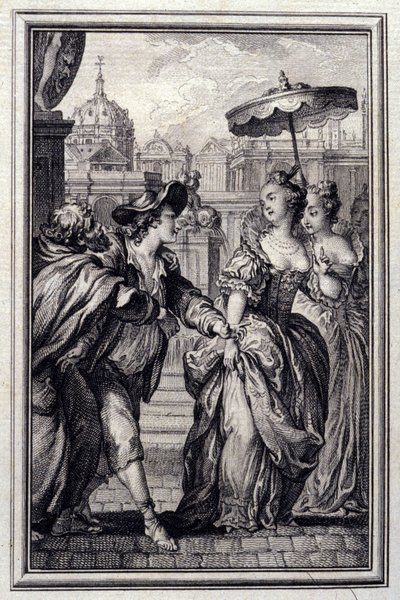 Les Oies du Pere Philippe - w „Opowieściach i opowiadaniach wierszem” Jean La Fontaine. 1776. Ilustracja P.P. Choffarda. autorstwa Pierre Philippe Choffard