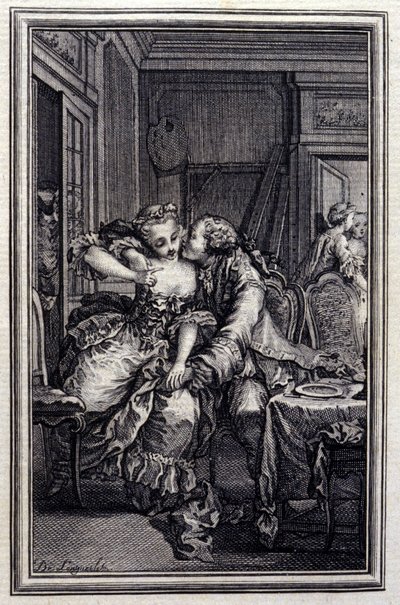 Les Remis - w „”Opowieściach i opowiadaniach wierszem”” Jean La Fontaine. 1776. Ilustracja P.P. Choffarda. autorstwa Pierre Philippe Choffard