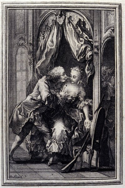 Nieporozumienia - w „”Opowieściach i opowiadaniach wierszem”” Jean La Fontaine. 1776. Ilustracja P.P. Choffarda. autorstwa Pierre Philippe Choffard