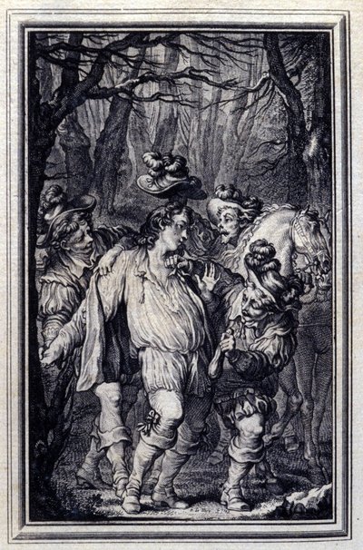 Modlitwa św. Juliena. W „Opowieściach i opowiadaniach wierszem” Jean de La Fontaine, Amsterdam 1776. ilustracja P.P.Choffard. autorstwa Pierre Philippe Choffard