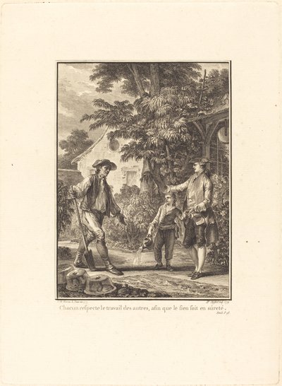 Każdy szanuje pracę innych, aby jego własna była bezpieczna autorstwa Pierre Philippe Choffard after Jean Michel Moreau