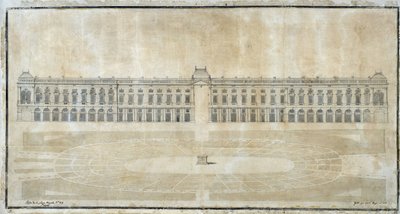 Architektura: „Projekt Place Royale dla Marsylii, elewacja wewnętrzna” 1686 (rysunek) autorstwa Pierre Puget