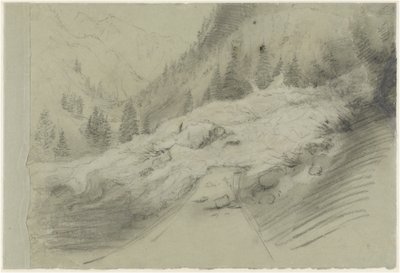 Lawina w alpejskim krajobrazie, ok. 1870 r. (Czarno-biała kreda) autorstwa Pierre Puvis de Chavannes