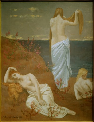 Młode kobiety nad morzem autorstwa Pierre Puvis de Chavannes