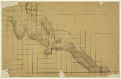 Leżący akt kobiecy, odwrócone studium do postaci w hemicyklu Sorbony: Literatura, nauka i sztuki, Sorbona, Paryż autorstwa Pierre Puvis de Chavannes