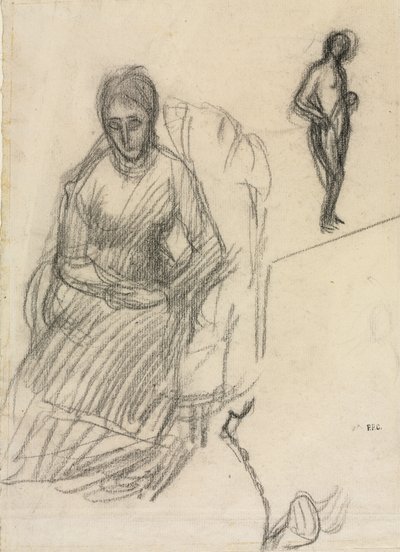 Studium Madame Marie Cantacuzène; Studium stojącego aktu kobiecego, ok. 1883 (czarna kreda) autorstwa Pierre Puvis de Chavannes