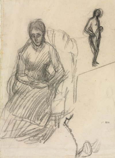 Studium Madame Marie Cantacuzène, Studium aktu kobiecego stojącego, c. 1883. autorstwa Pierre Puvis de Chavannes