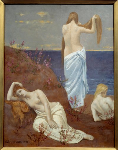 Młode dziewczyny nad morzem Obraz Pierre Puvis de Chavannes (1824-1898) 1879 Olej na płótnie, wym. 0,61x0,47 m Paryż, Muzeum Orsay autorstwa Pierre Puvis de Chavannes
