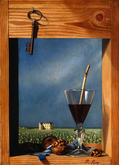 Kieliszek wina przed zamkiem; Verre de vin devant un chateau autorstwa Pierre Roy