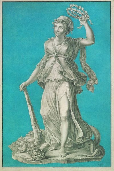 Wolność. Akwaforta na niebieskim tle autorstwa Pierre Thomas Le Clerc