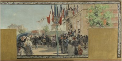 Szkic ratusza w Bagnolet: Lato. Festiwal w Bagnolet w dniu ukoronowania rosière autorstwa Pierre Vauthier