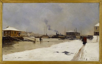 Niski port mostu Tolbiac podczas powodzi autorstwa Pierre Vauthier