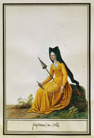 Francuski rolnik przędzalniczy, Pierre Antoine Leboux de La Mesangere (1761-1831), akwarela autorstwa Pierre de La Mesangere