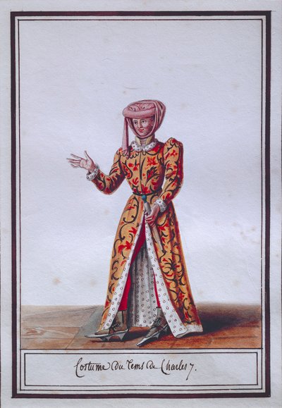 Talerzyk damski przedstawiający strój z czasów Karola VII (1403-1461), autorstwa Pierre