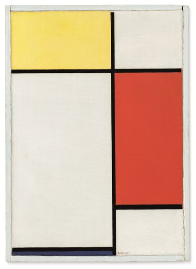 Skład: Nr II, z żółtym, czerwonym i niebieskim autorstwa Piet Mondrian
