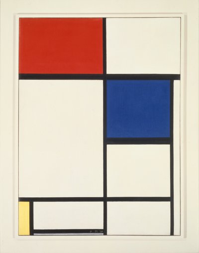 Kompozycja z niebieskim, czerwonym i żółtym autorstwa Piet Mondrian