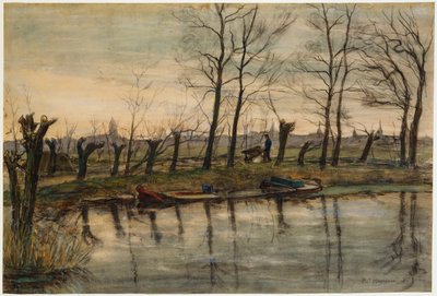 Rolnik powracający na pola, ok. 1900 (w/c i węgiel na papierze) autorstwa Piet Mondrian