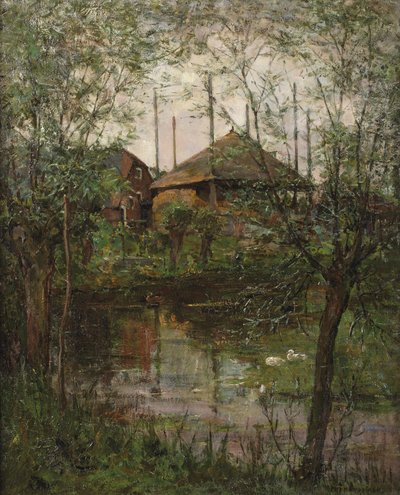 Stóg siana z wierzbami, ok. 1897-98 (olej na płótnie) autorstwa Piet Mondrian