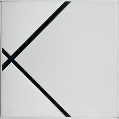 Kompozycja pastylki z dwiema liniami autorstwa Piet Mondrian