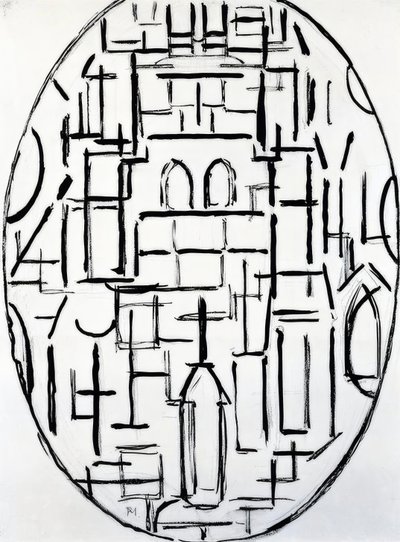 Piet Mondrian (1872-1944), kościół w Domburgu, 1914. autorstwa Piet Mondrian