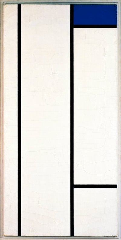 Kompozycja pionowa z błękitem i bielą autorstwa Piet Mondrian