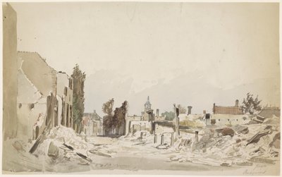 Ruiny w Bodegraven po pożarze z czerwca 1870 r. autorstwa Piet Schipperus
