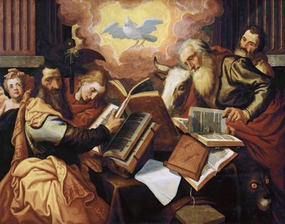 Czterej Ewangeliści - Pieter Aertsen, dit Lange Pier (1508-1575). Olej na drewnie, ok. 1560-1565. Wymiar : 113x143 cm. Muzeum Historii Sztuki, Wiedeń autorstwa Pieter Aertsen