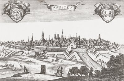Panorama Munster, Niemcy (druk) autorstwa Pieter (after) Nolpe